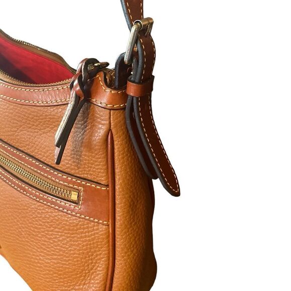 Dooney & Bourke Brown Pebble Adjustable Straps Gold Accents Leather Crossbody - Picture 5 of 11